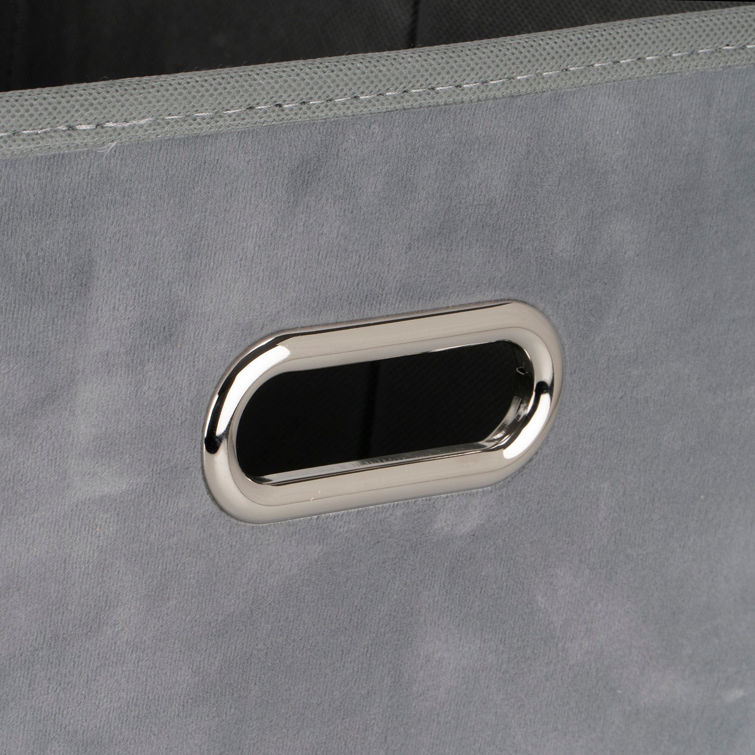 Grey Velvet Storage Cube Image 3
