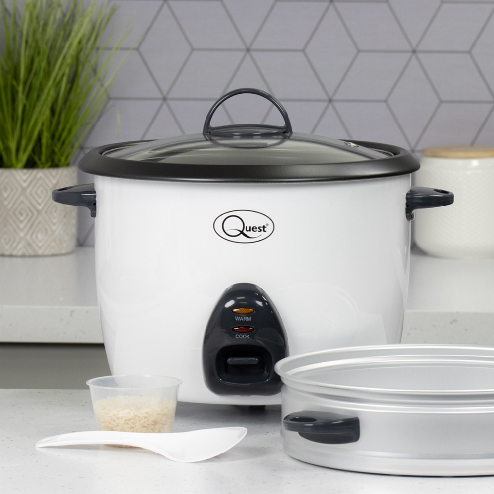 Quest 3 in 1 White 2.2L Rice Cooker and Steamer 900W Wilko