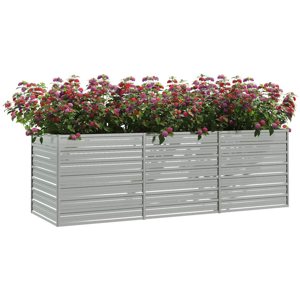 vidaXL Silver Galvanised Steel Raised Garden Bed 77 x 80 x 240cm Image 2