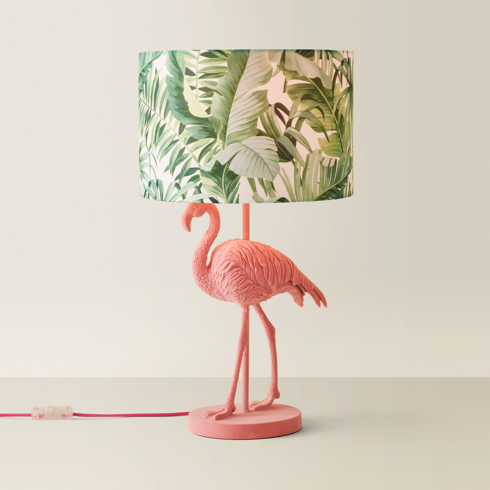 ValueLights Flo Jungle Shade Pink Velvet Flamingo LED Table Lamp Image 3