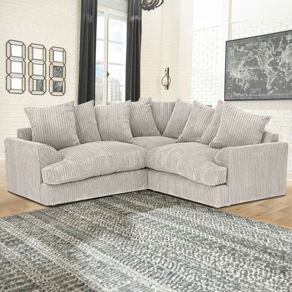 Portland Florexa Modern 5 Seater Cream Jumbo Cord Corner Sofa Image 1