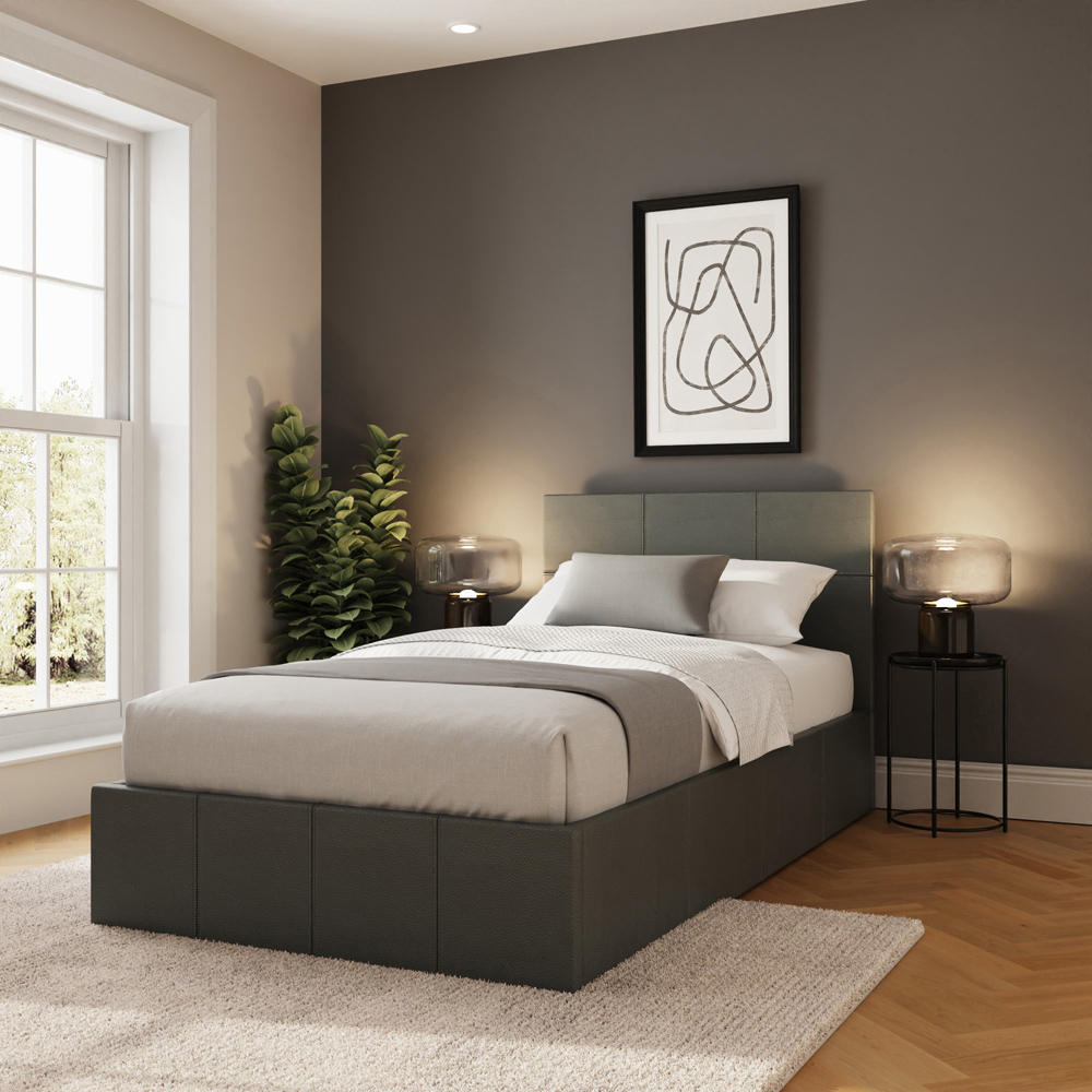 GFW Single Grey Faux Leather End Lift Ottoman Bed with Memory Pocket Spring Mattress Image 8