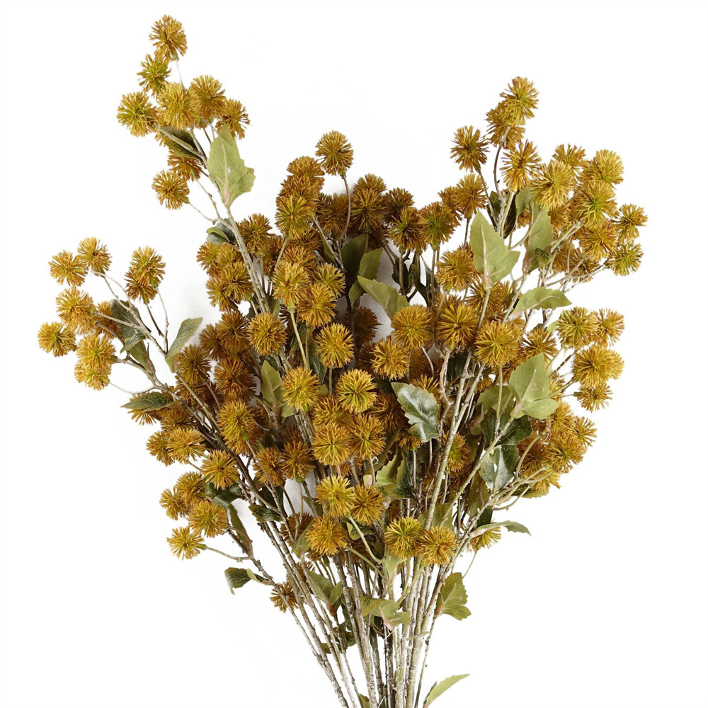 Leaf Yellow Craspedia Single Stem Artificial Flower 6 Pack Image 1
