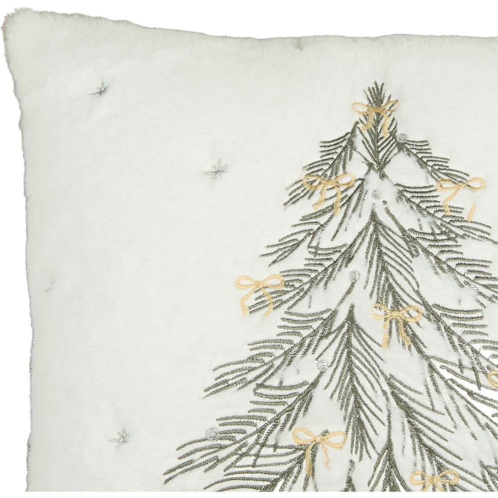 Twinkling Tree Faux Fur Cushion White Image 2