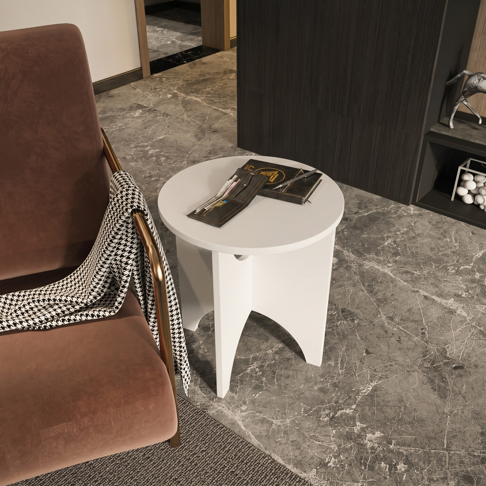 Decorotika Merit White Round Side End Table Image 4