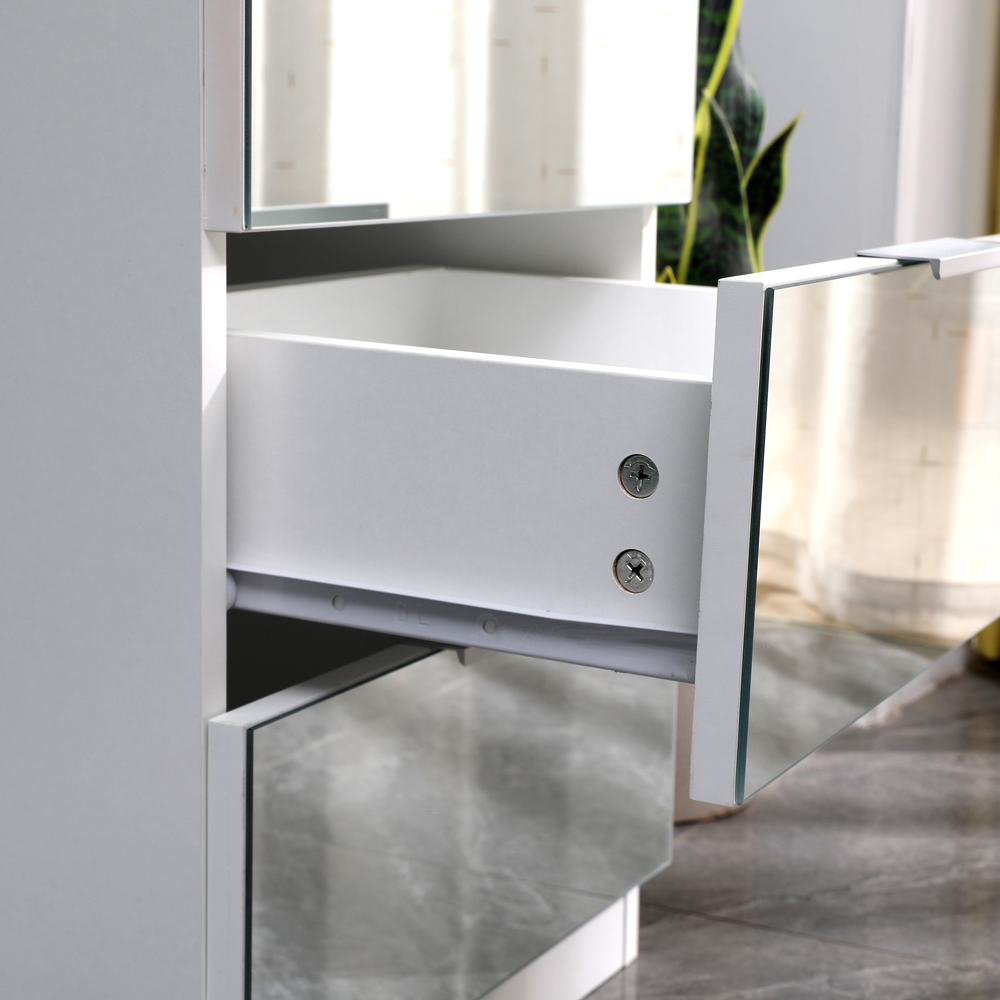 Portland 3 Drawer Mirror Wooden Bedside Table Image 5