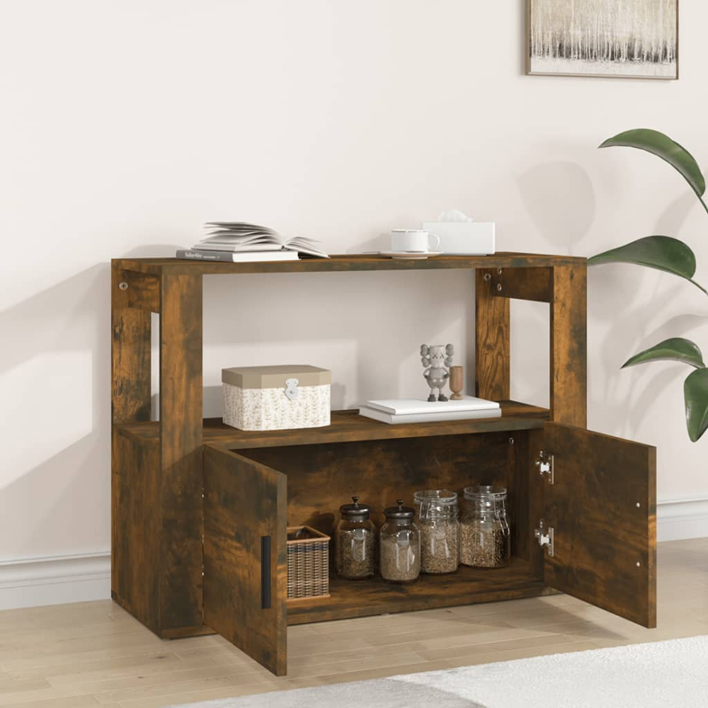 vidaXL 2 Door Single Shelf Smoked Oak Sideboard Image 3
