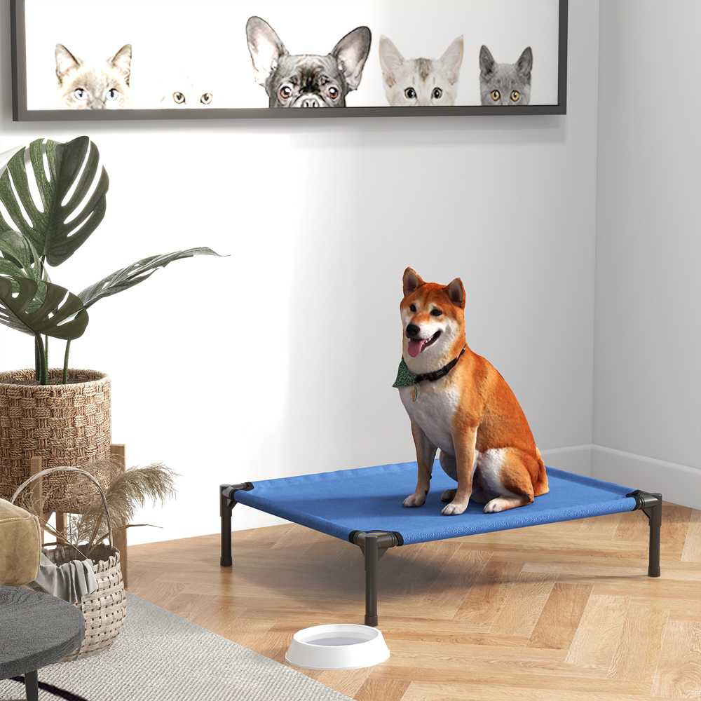 PawHut Blue Raised Foldable Pet Bed Image 2