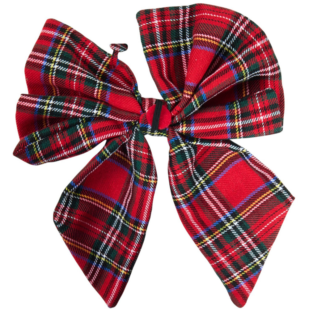 Large Festive Tartan Pet Bowtie Red Image 3