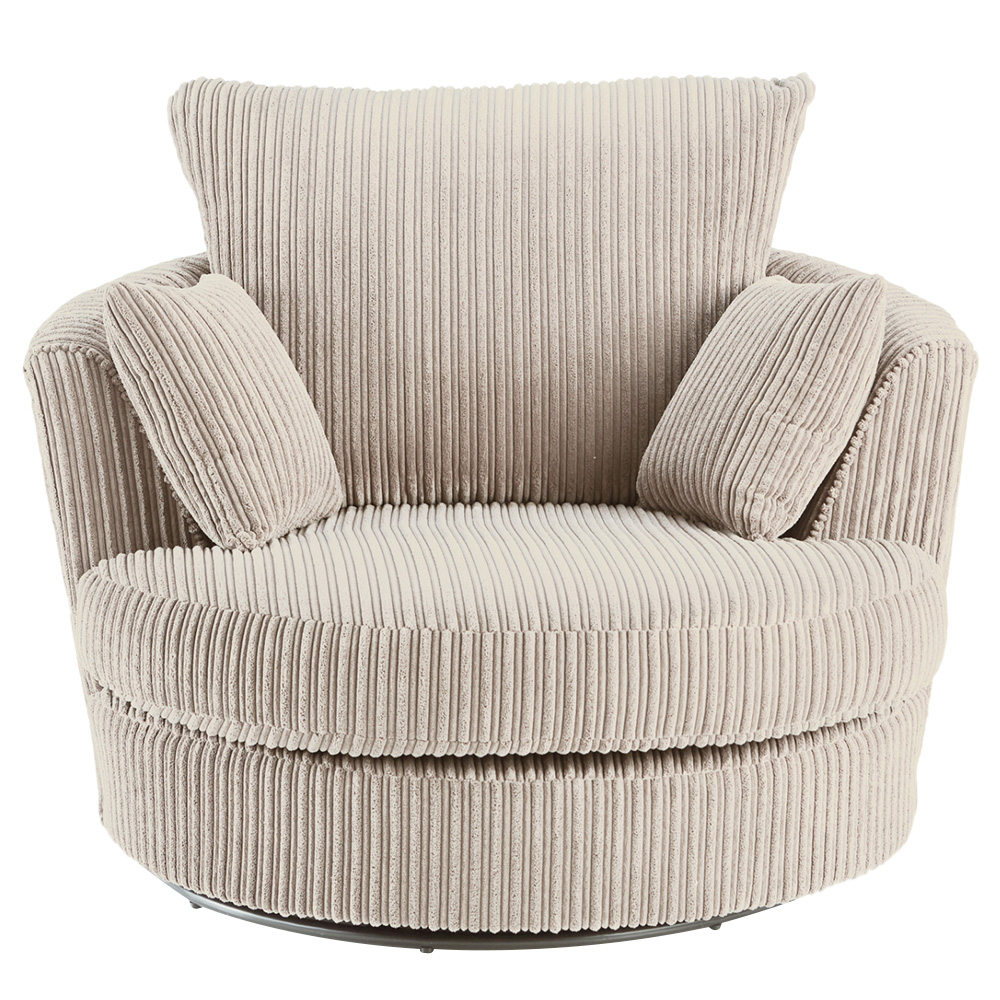 Portland Canolo Luxury Cream Jumbo Cord Swivel Chair Image 2