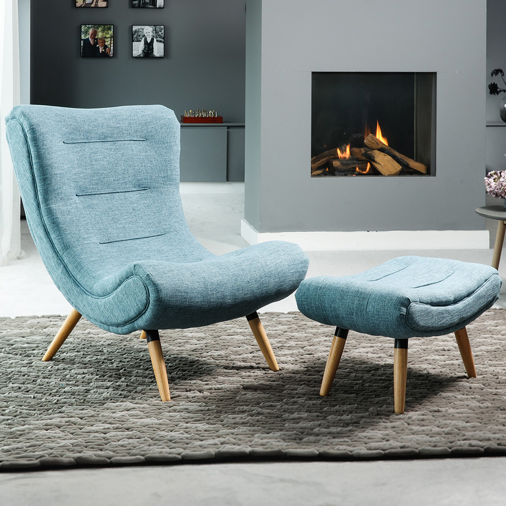 Artemis Home Madelia Teal Accent Chair with Footstool