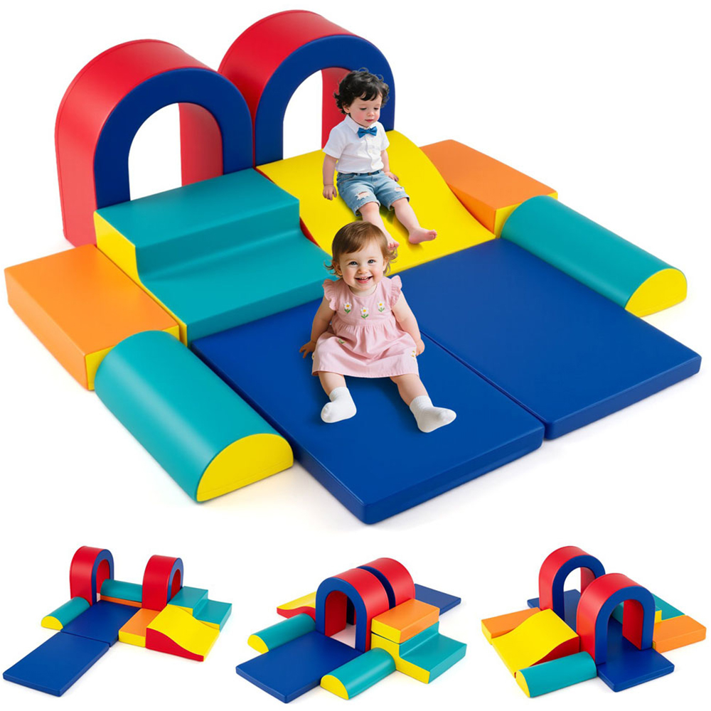 Costway Red Foam Climbing Block Set 10 Piece Image 4