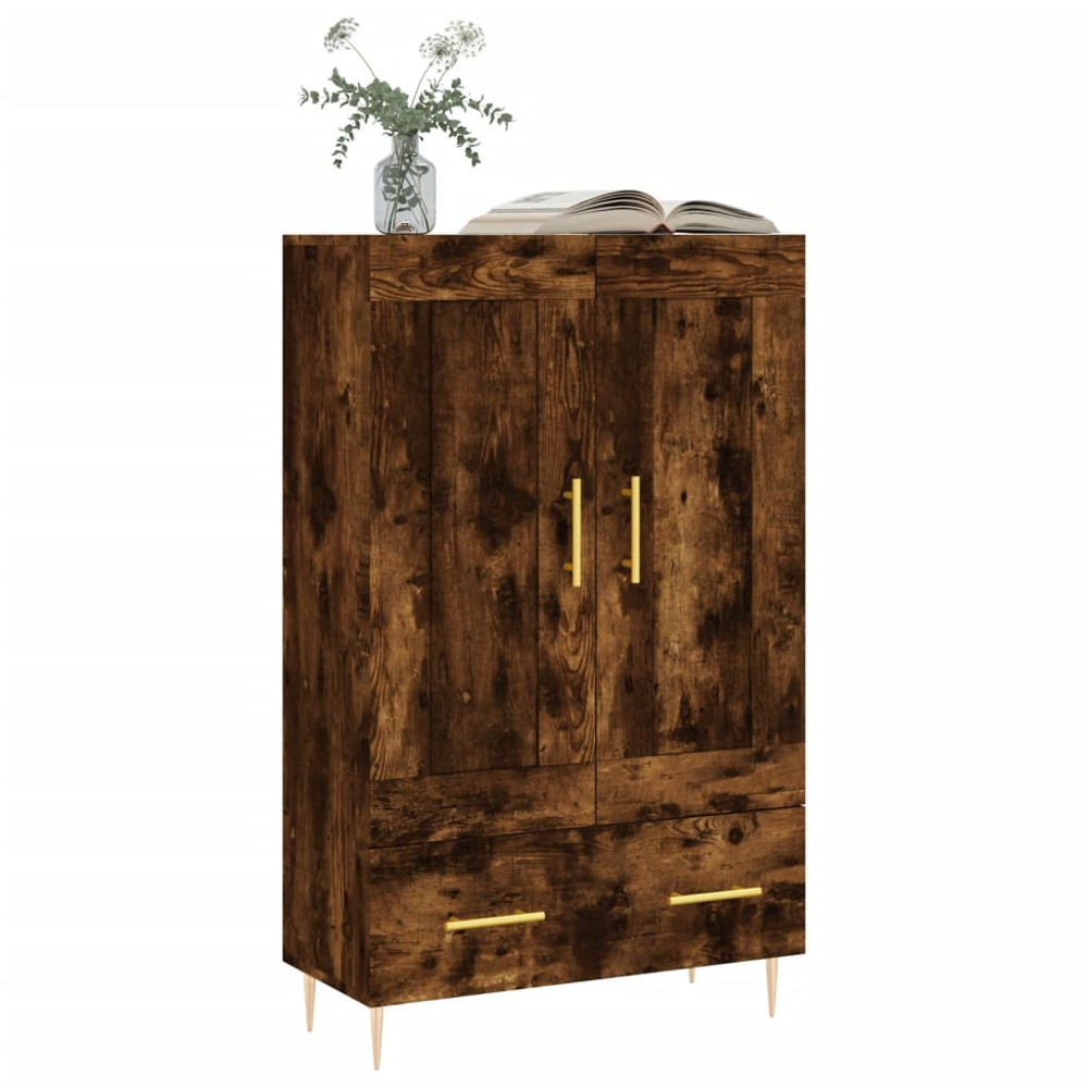 vidaXL 2 Door Single Drawer Smoked Oak Highboard Image 3