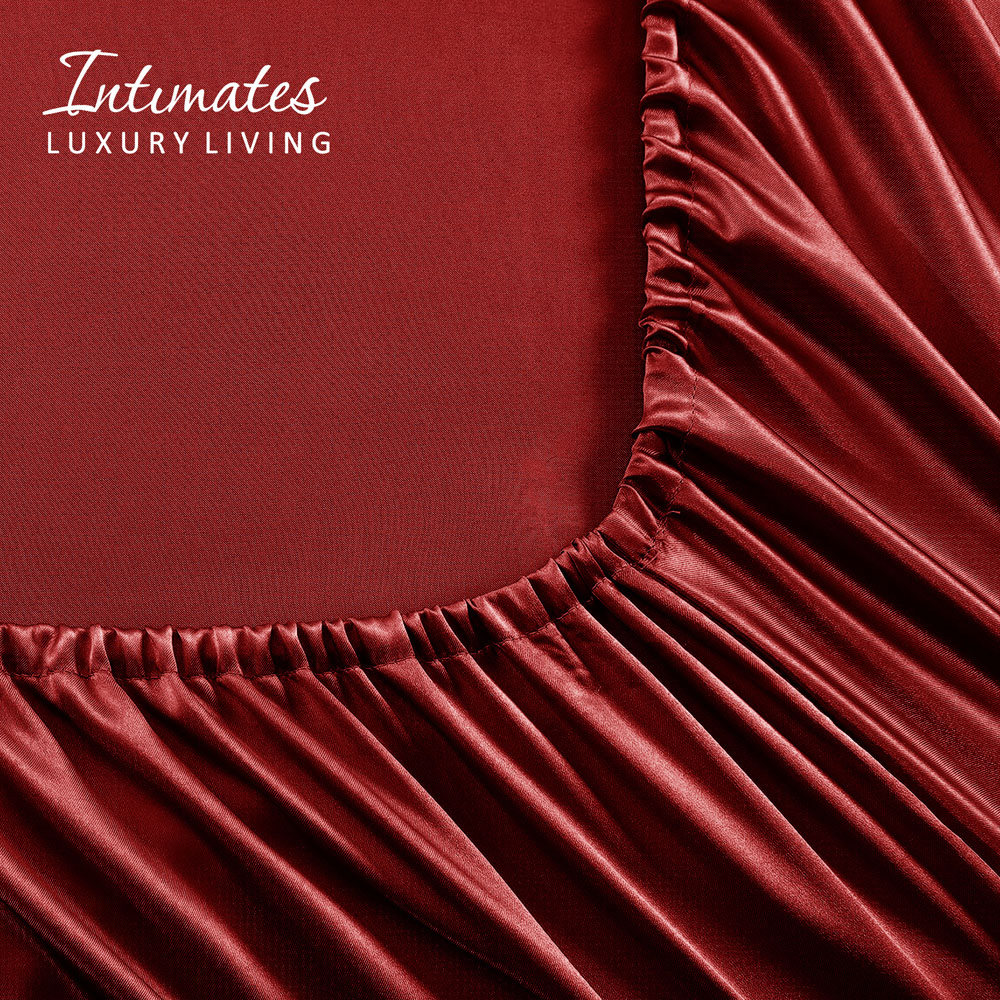Intimates Super King Size Red Satin Bedding Set Image 4