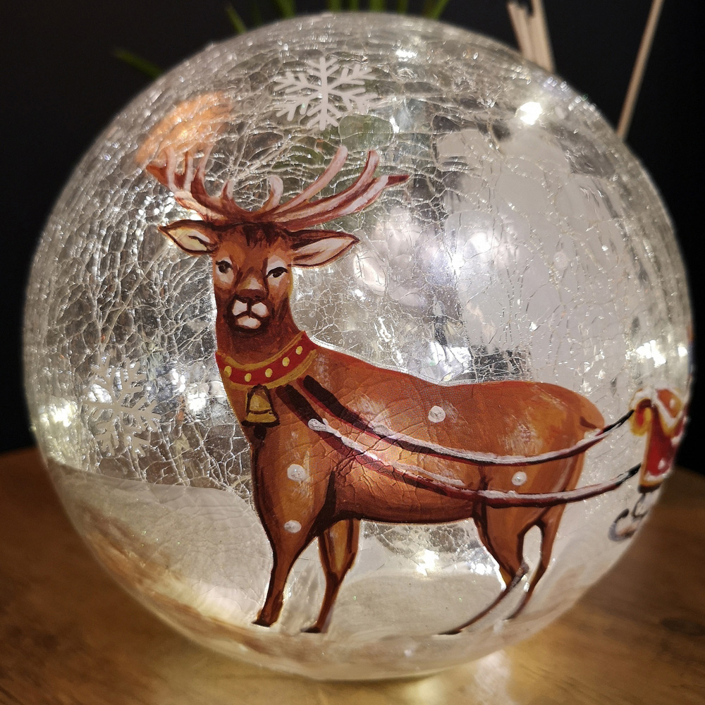 Samuel Alexander Santa Crackle Effect Glass Ball LED Christmas Decoration 20cm Image 4