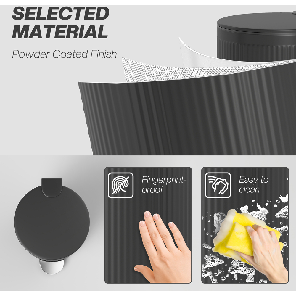 HOMCOM Black Round Pedal Bin with Removable Inner Bucket and Soft-Close Lid 30L Image 6