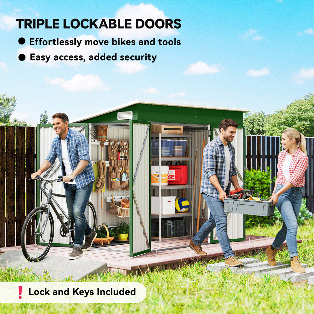 Outsunny 7.5 x 4ft Green Galvanised Steel Garden Storage Shed Image 8