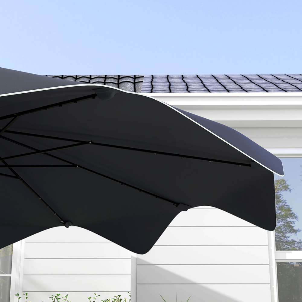 Outsunny Dark Grey Solar LED Crank and Tilt Parasol 3m Image 3