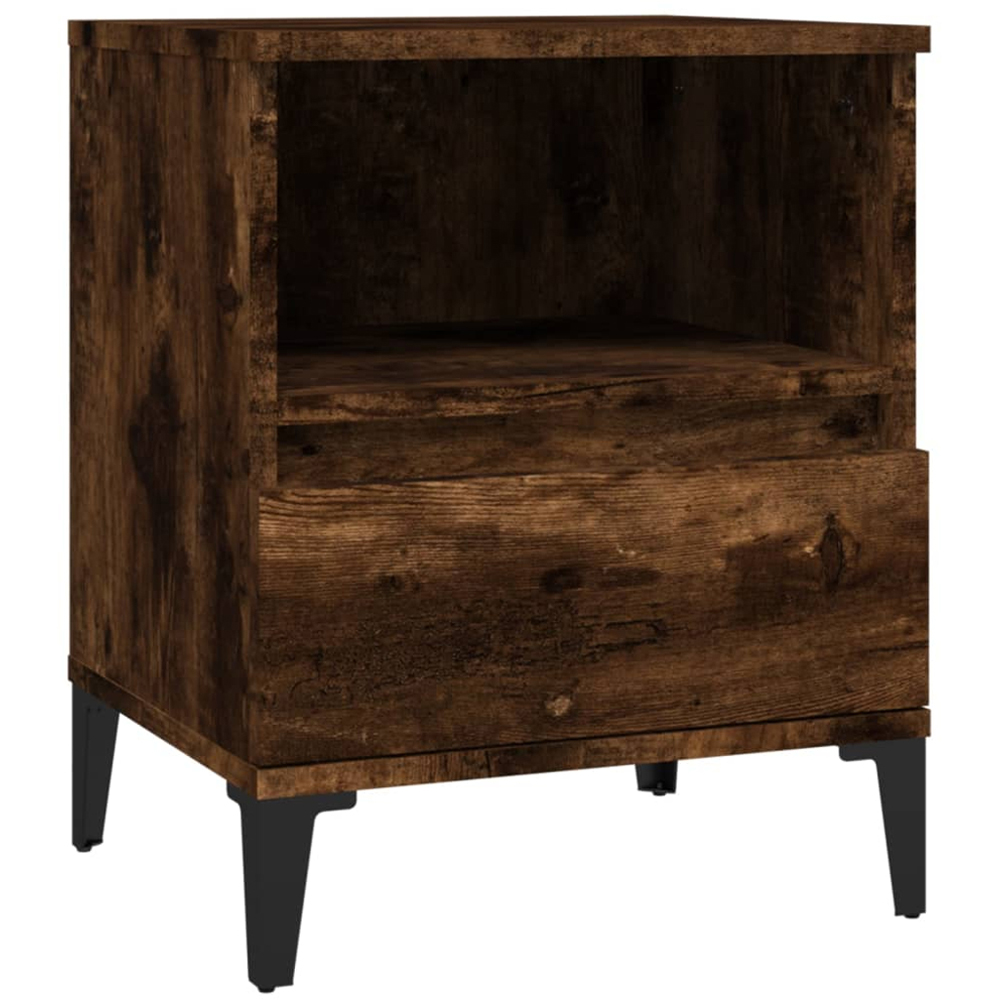 vidaXL Single Drawer Single Shelf Smoked Oak Bedside Cabinet Set of 2 Image 6