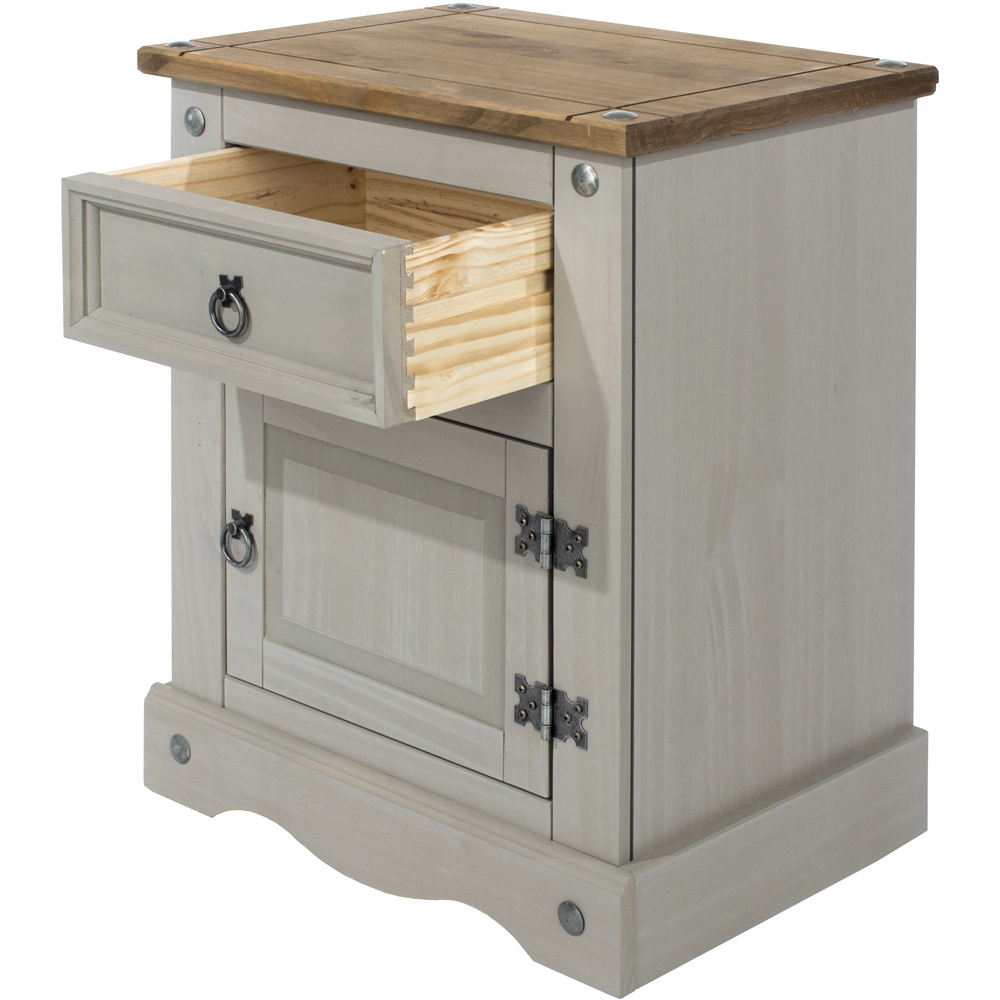 Core Products Corona Single Door Single Drawer Grey Bedside Cabinet Image 4