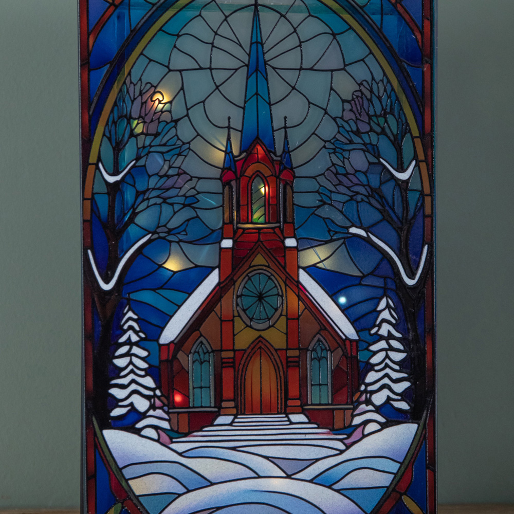 Samuel Alexander Warm White LED Stained Glass Victorian Church Christmas Decoration 21cm Image 5