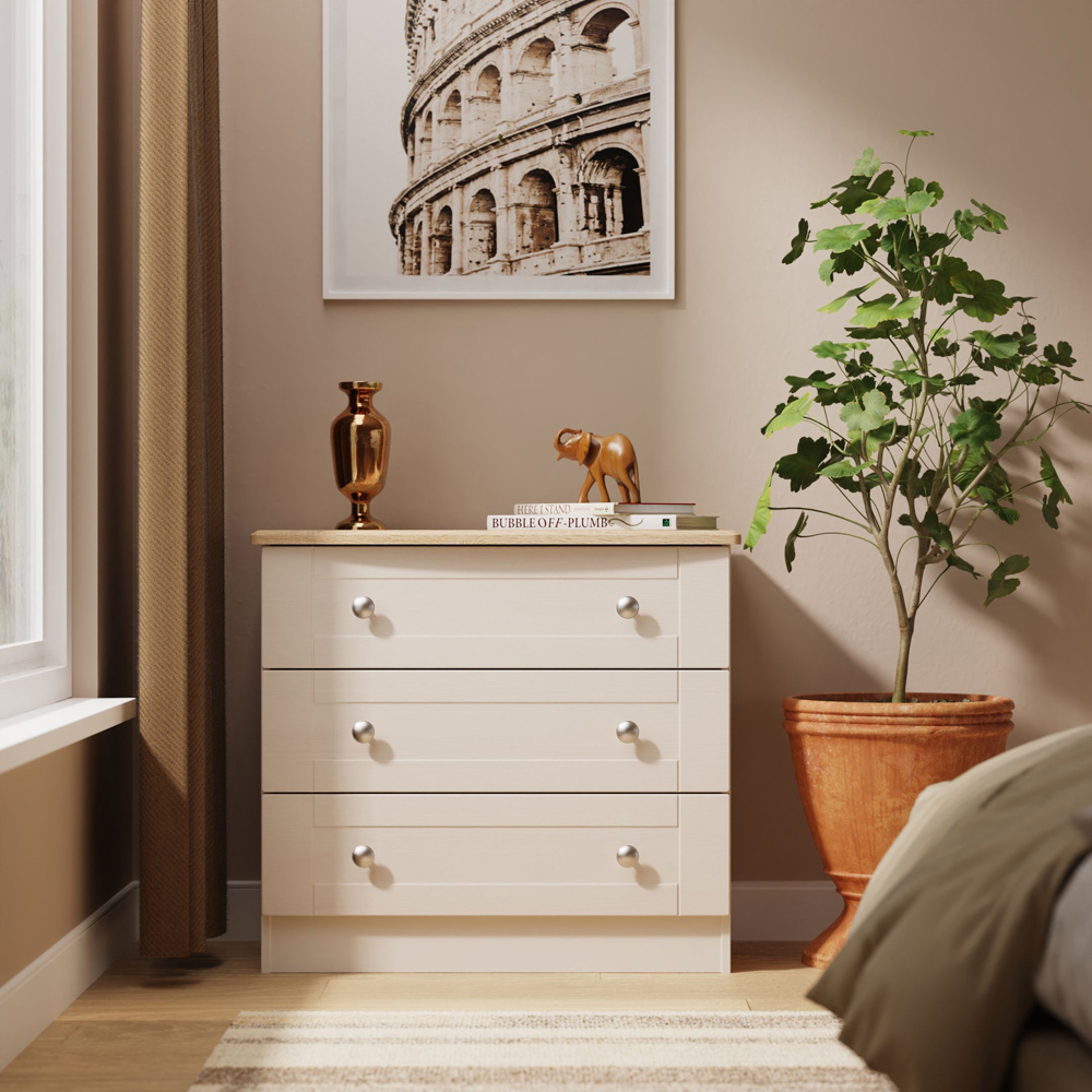 Crowndale Sussex 3 Drawer Kashmir Ash and Bardolino Oak Chest of Drawers Ready Assembled Image 7