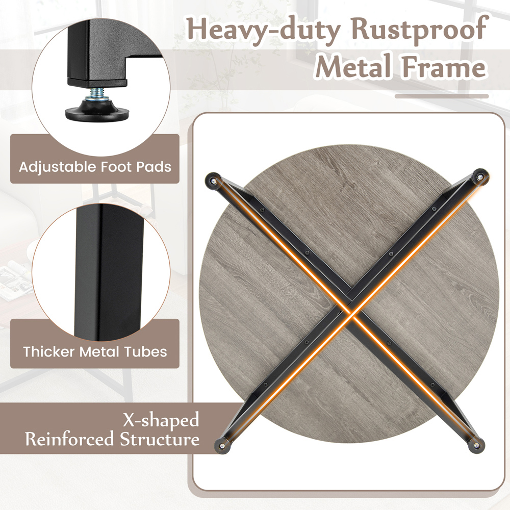 Costway Grey Metal Coffee Table Set of 3 Image 7