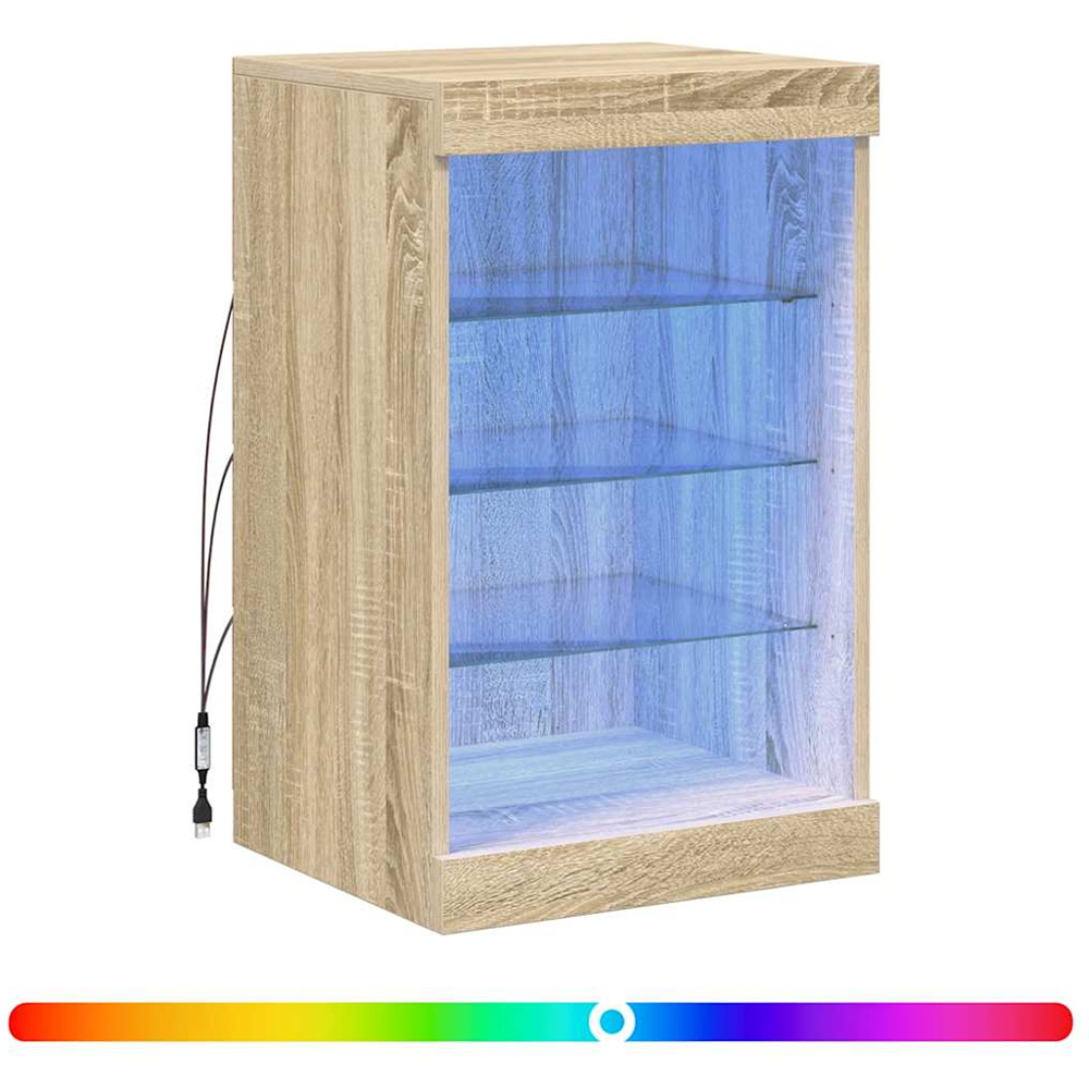 vidaXL 4 Open Shelf Sonoma Oak Sideboard with LED Light Image 3