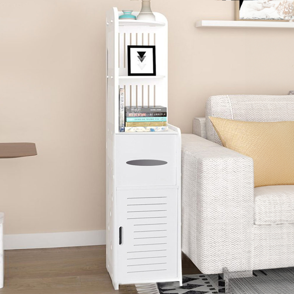 Living and Home White Tall Corner Floor Cabinet Image 1