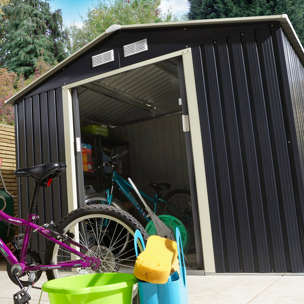 Rowlinson Trentvale Metal Apex Shed Dark Grey with Foundation Kit 8 x 6ft Image 6