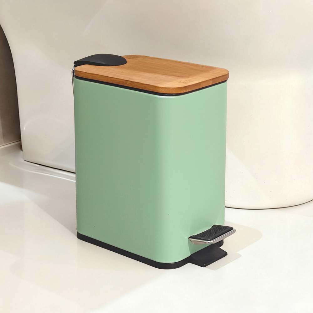Bamboo Pedal Bin Sage Green Image 2