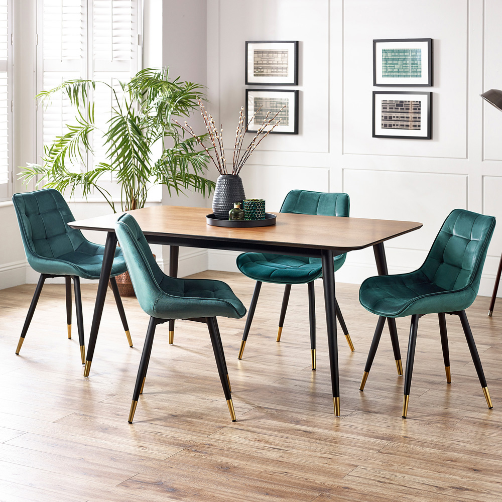 Julian Bowen Hadid Set of 2 Green Dining Chair Image 9