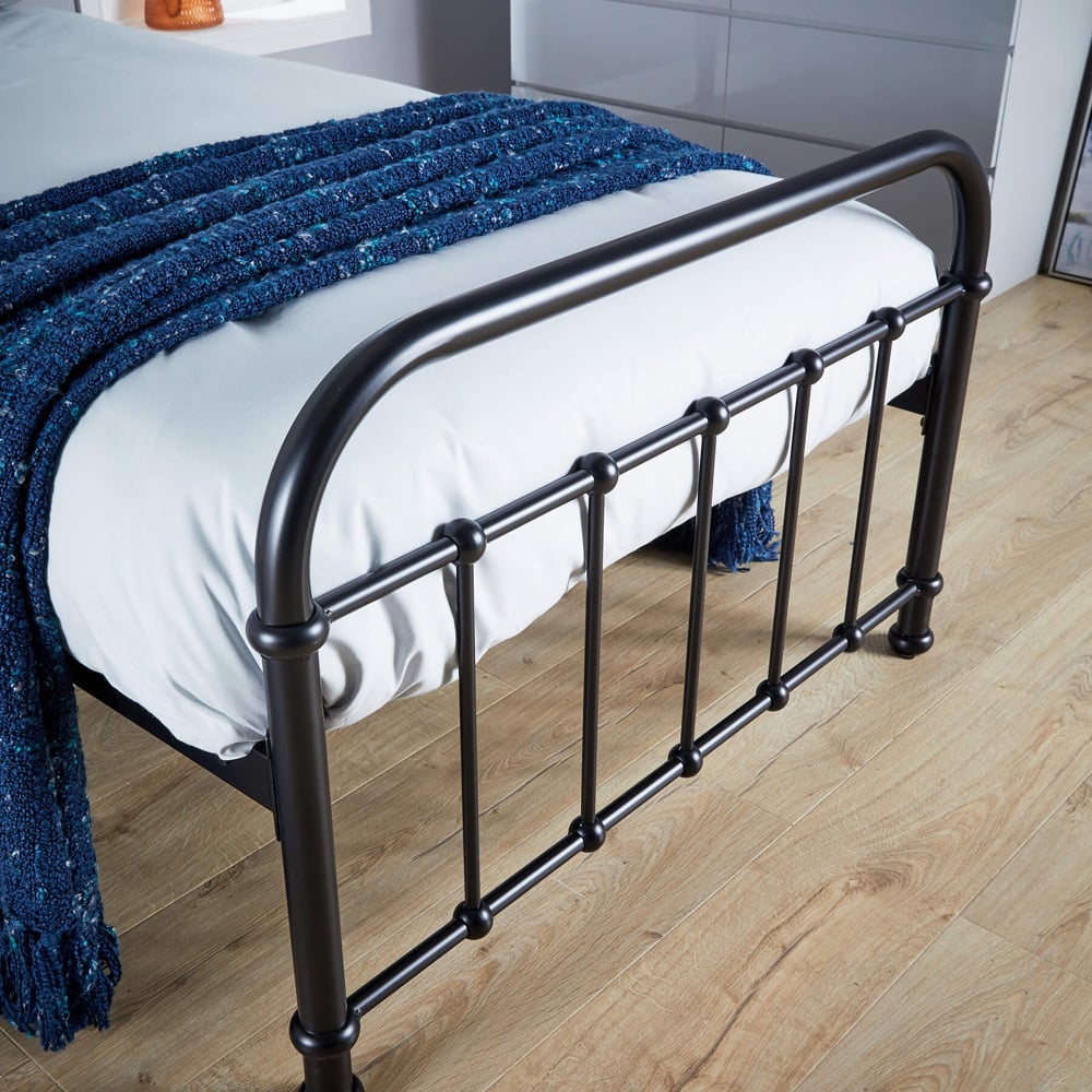 Home Source Minerva Vintage Single Black Metal Bed Frame Image 5