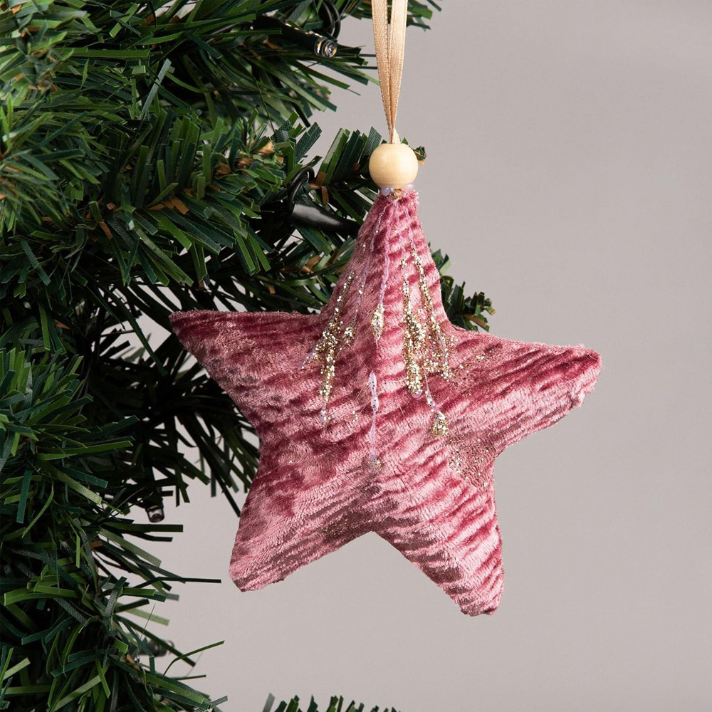 Shatchi Pink Burgundy Star Ornament 3 Pack Image 2