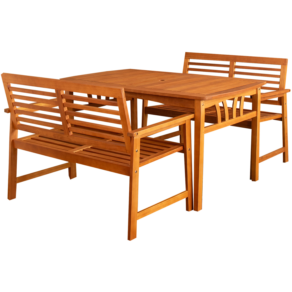 Samuel Alexander 4 Seater Wooden Garden Dining Bench Set Image 2