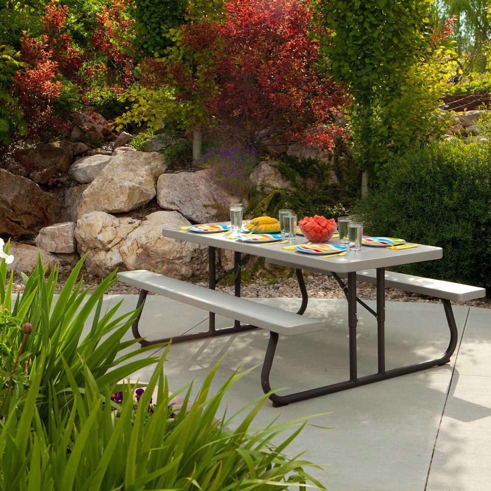 Lifetime Products 8 Seater Foldable Picnic Table Putty Image 5