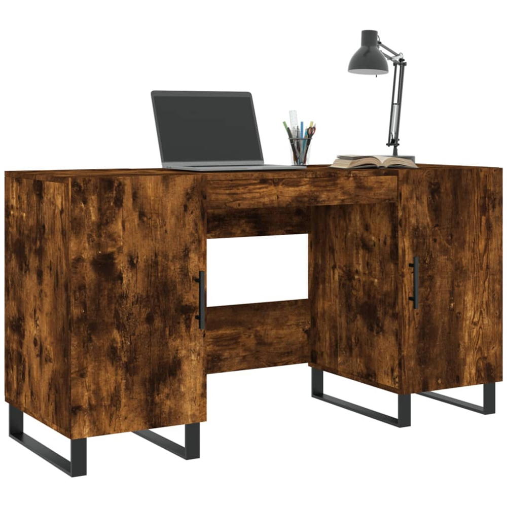 vidaXL 2 Door Modern Desk Smoked Oak Image 3