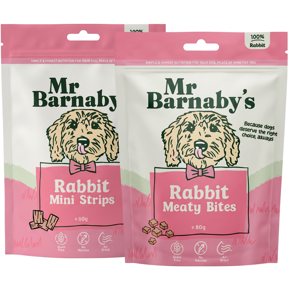 Mr Barnaby's Rabbit Dog Treat Bundle 80g 2 Pack Image 1