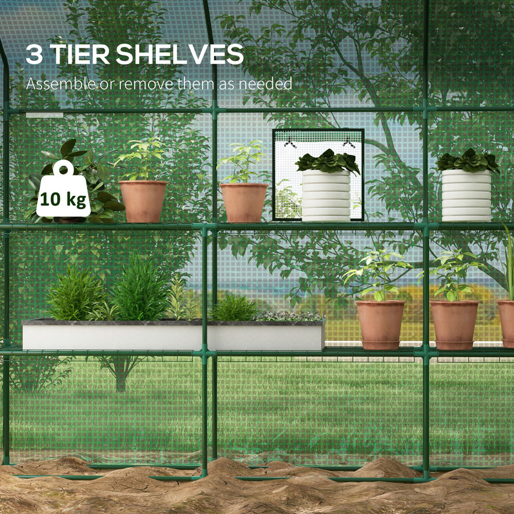 Outsunny Green Plastic 4.5 x 7ft Walk In Greenhouse Image 4