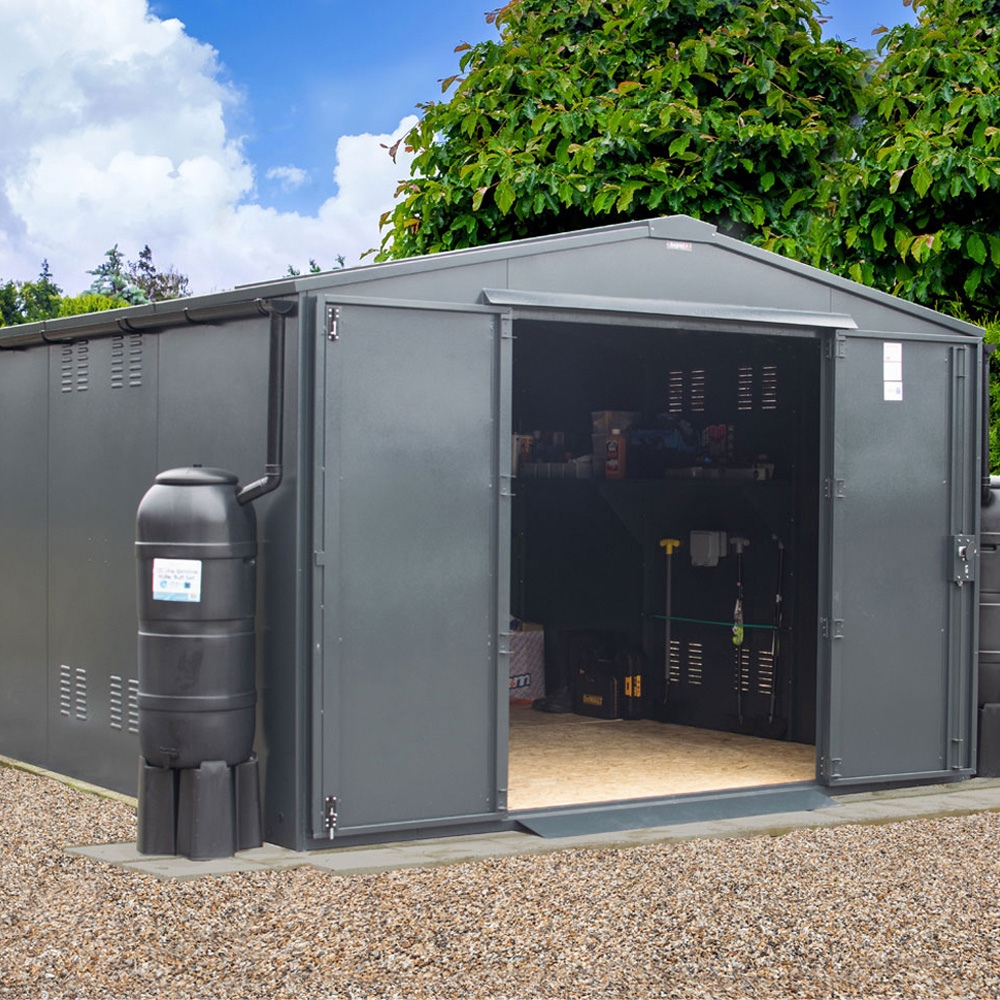 Asgard Garrison Secured by Design 10 x 11ft Green Metal Workshop Shed with Floor and 5 Point Locking Image 2