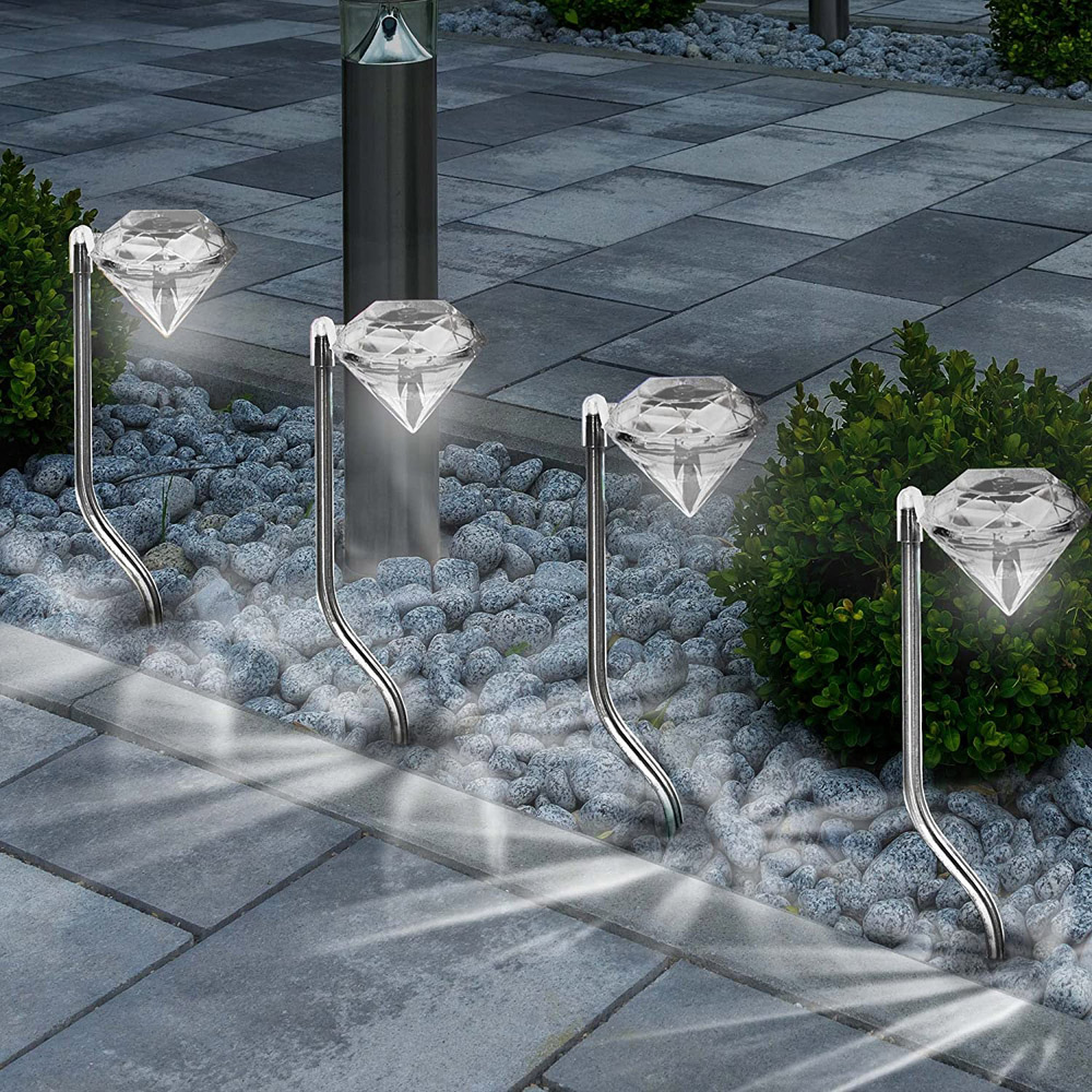 wilko White Diamond Solar Stake Light 8 Pack Image 2