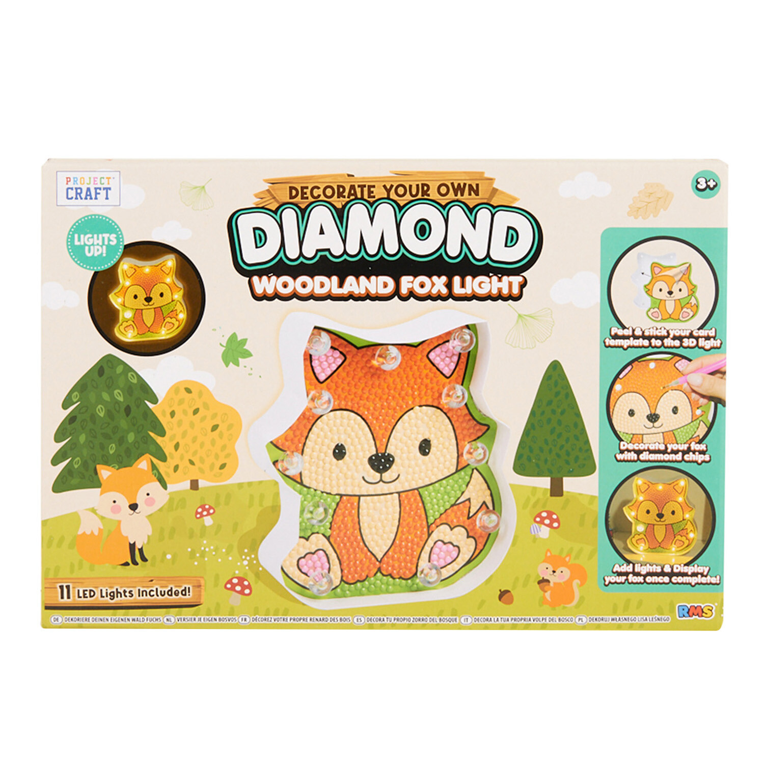 Design Your Own Light Up Diamond Woodland Animal Kit - Multicolour Image 4