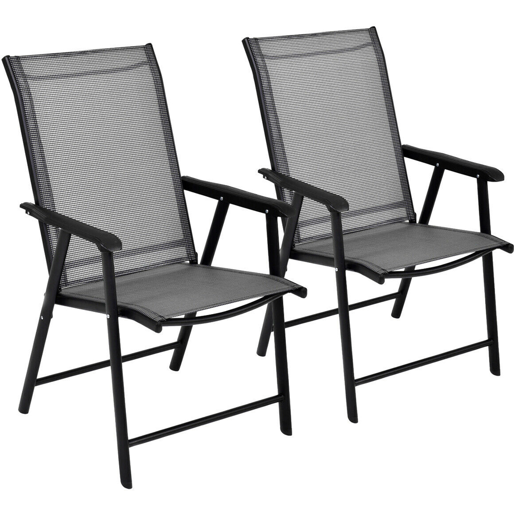 Costway Set of 2 Grey Folding Garden Chair Image 4