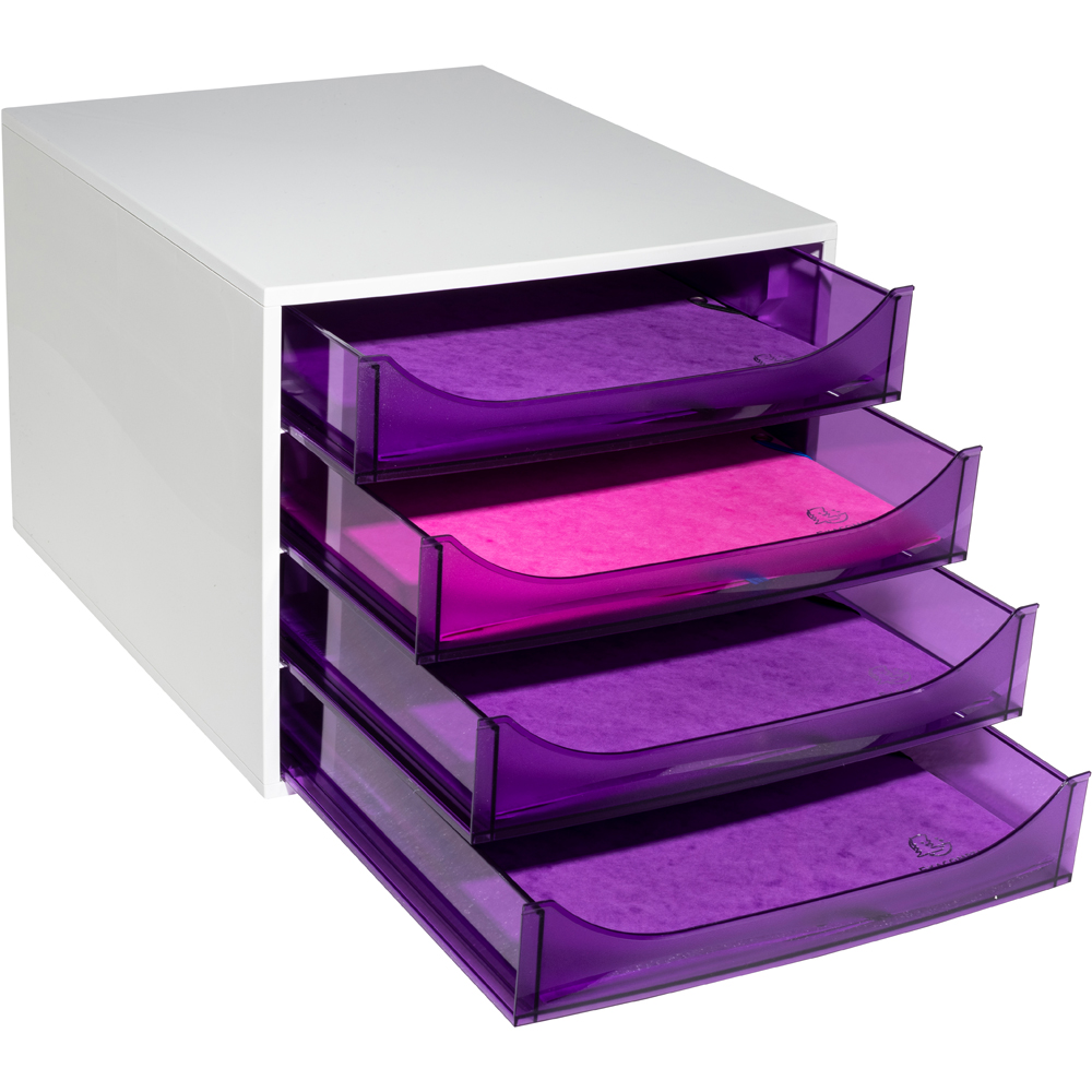 Exacompta EcoBox Linicolor 4 Drawer Purple Desk Organiser Image 5