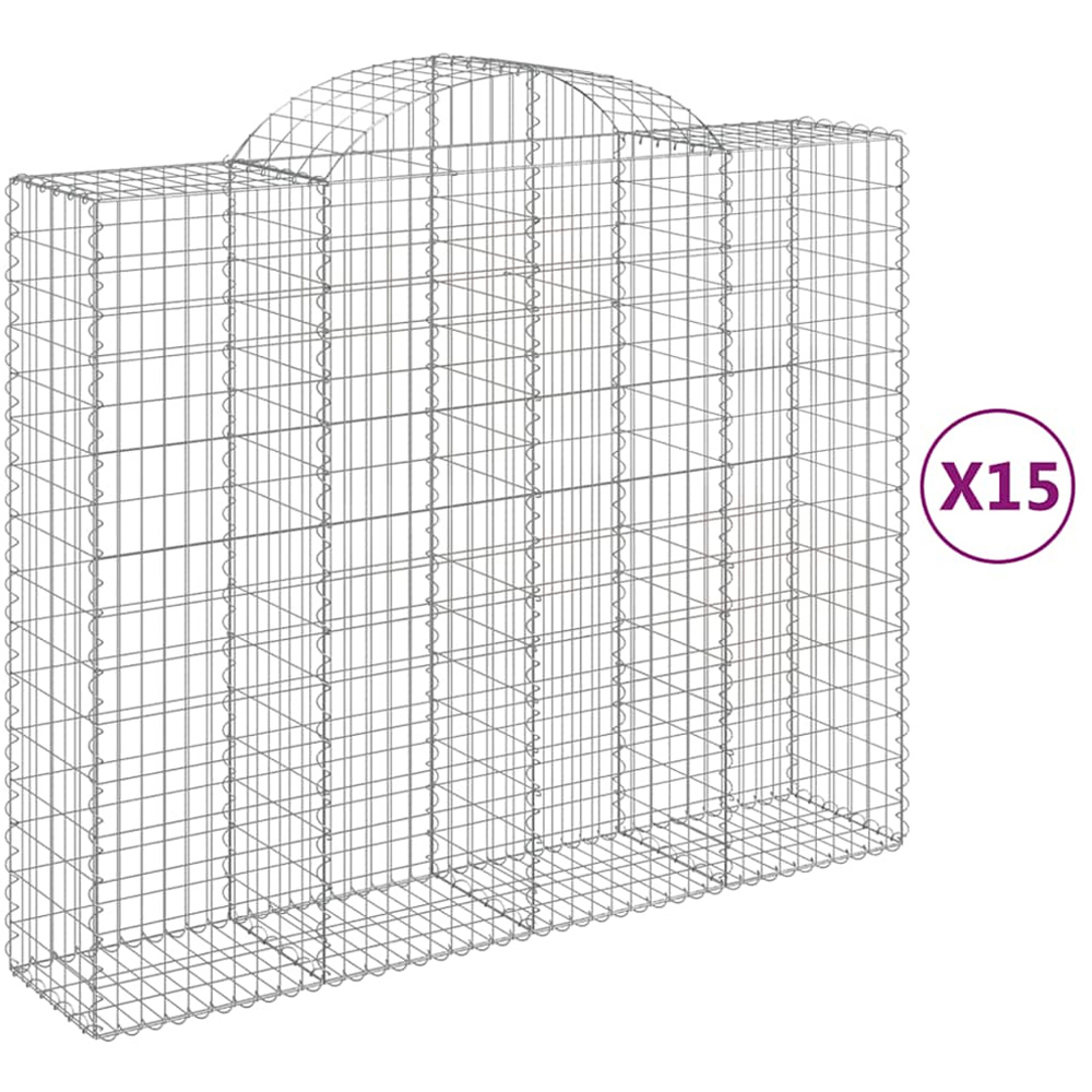 vidaXL Silver Galvanised Iron Arched Gabion Basket 200 x 50 x 160/180cm 15 Pack Image 4