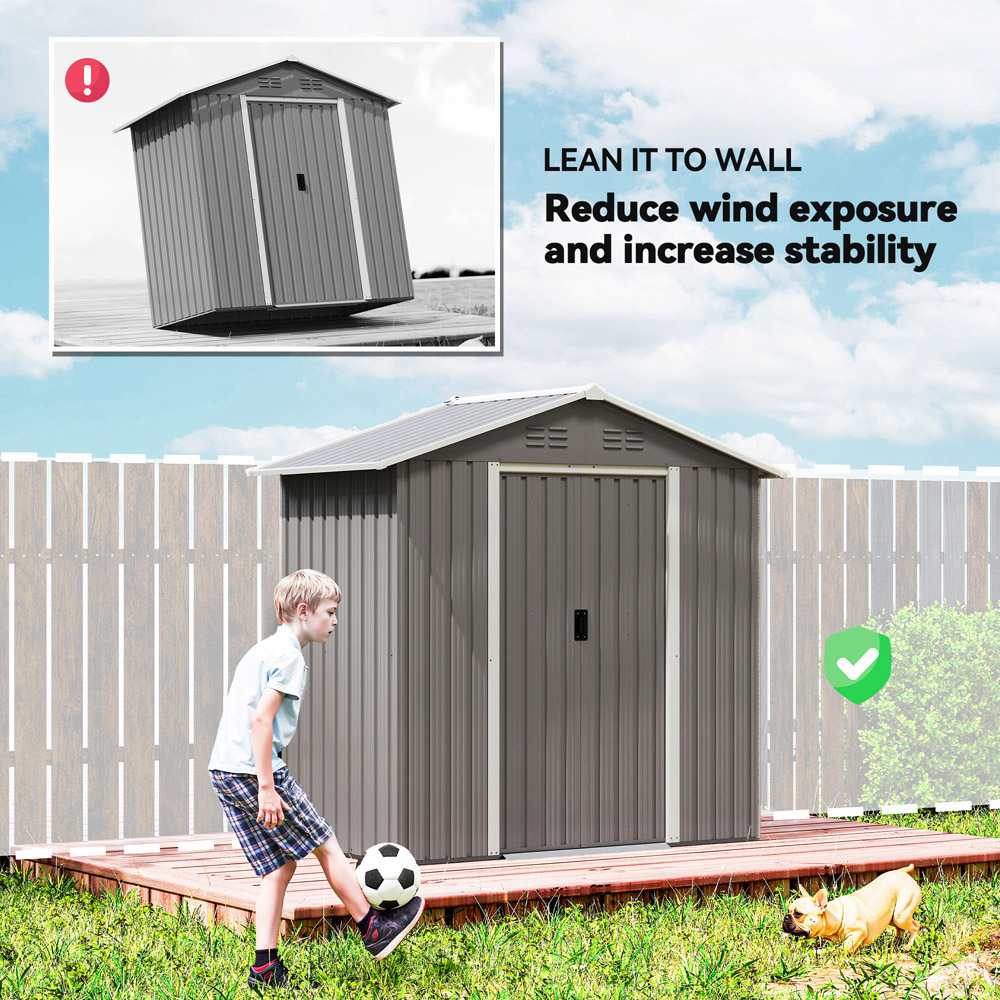 Outsunny 6 x 3.2ft Light Grey Galvanised Steel Garden Storage Shed Image 8