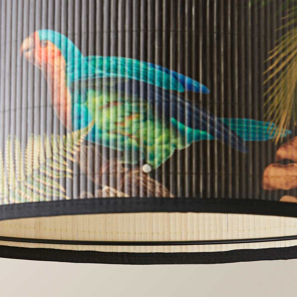 ValueLights Daintree Dark Jungle Bamboo Drum Medium Ceiling Lamp Shade Image 6