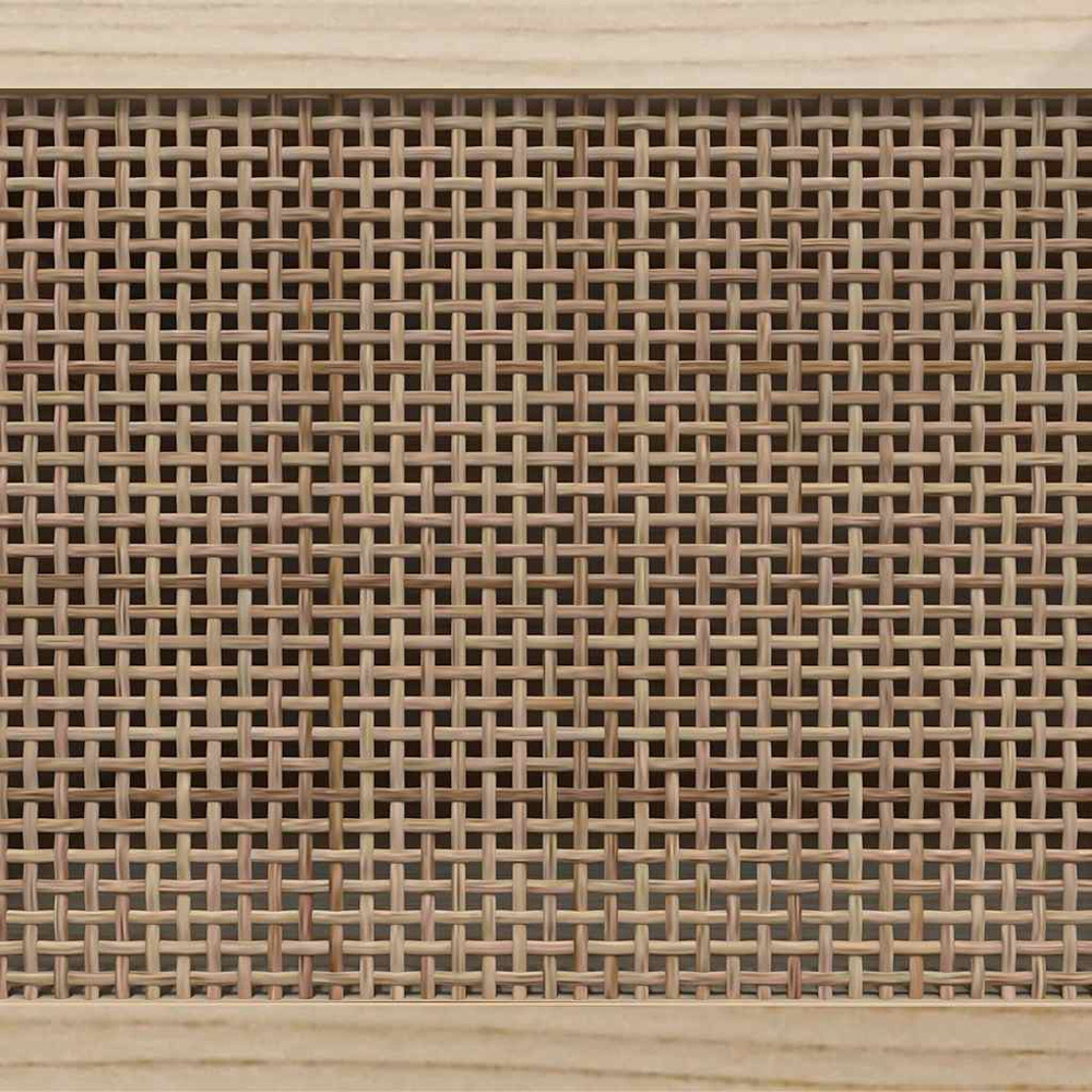 vidaXL 2 Door 2 Shelf Black Solid Pine and Natural Rattan TV Cabinet Image 7