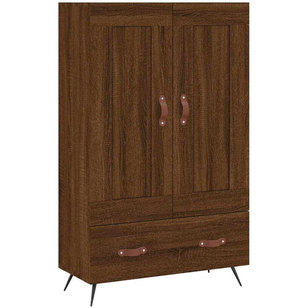 vidaXL 2 Door Single Drawer Brown Oak Highboard Image 2