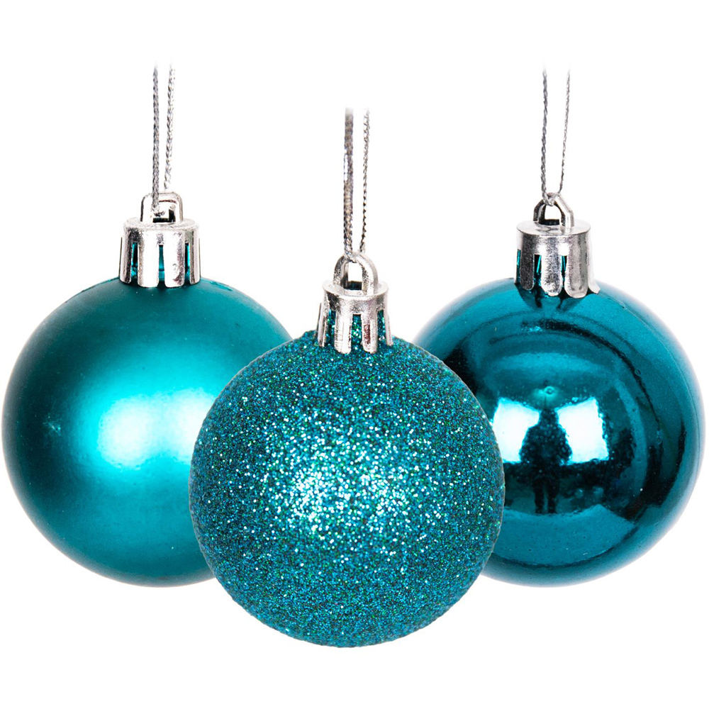 Shatchi 3cm Teal Blue Shatterproof Bauble 12 Pack Image 2